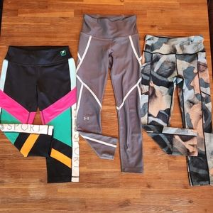 Lot Of 3 Athletic Leggings Fila Under Armour Calvin Klein Activewear All Size XS